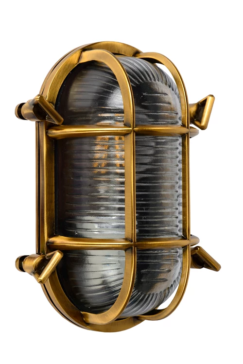 Lucide DUDLEY - Wandleuchte Innen/Außen - 1xE27 - IP65 - Mattes Gold / Messing - ausgeschaltet